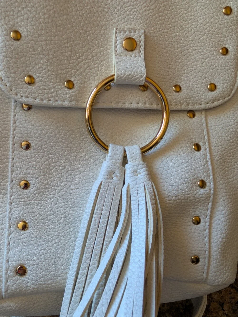 Justice White Backpack Purse
